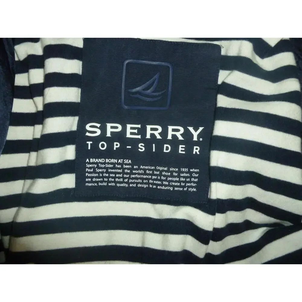 Sperry Top Sider Waxed Look rare Navy Coat Jacket Windbreaker Womens S Small - Picture 8 of 9